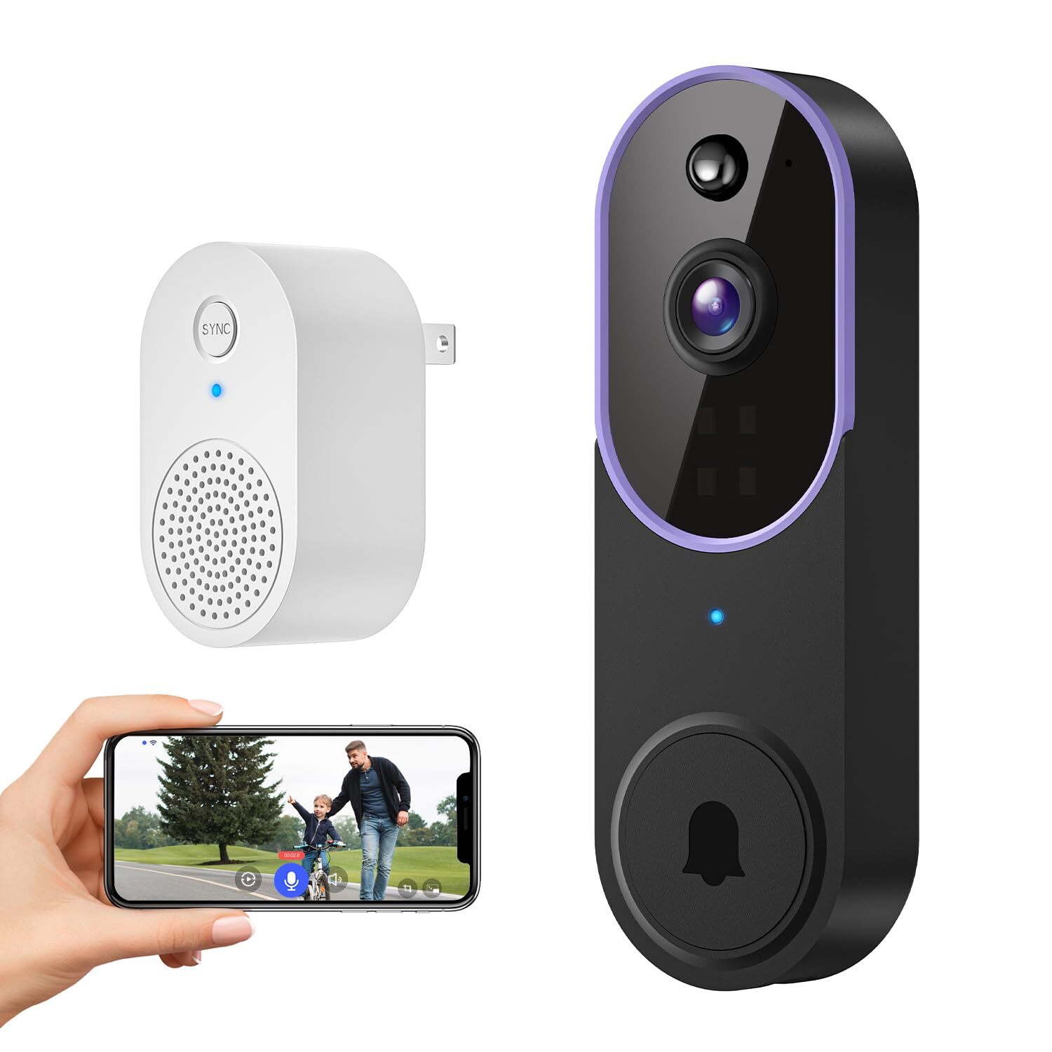 1080P Smart Video Doorbell Camera Wireless with Free Chime Human Motion Detec...