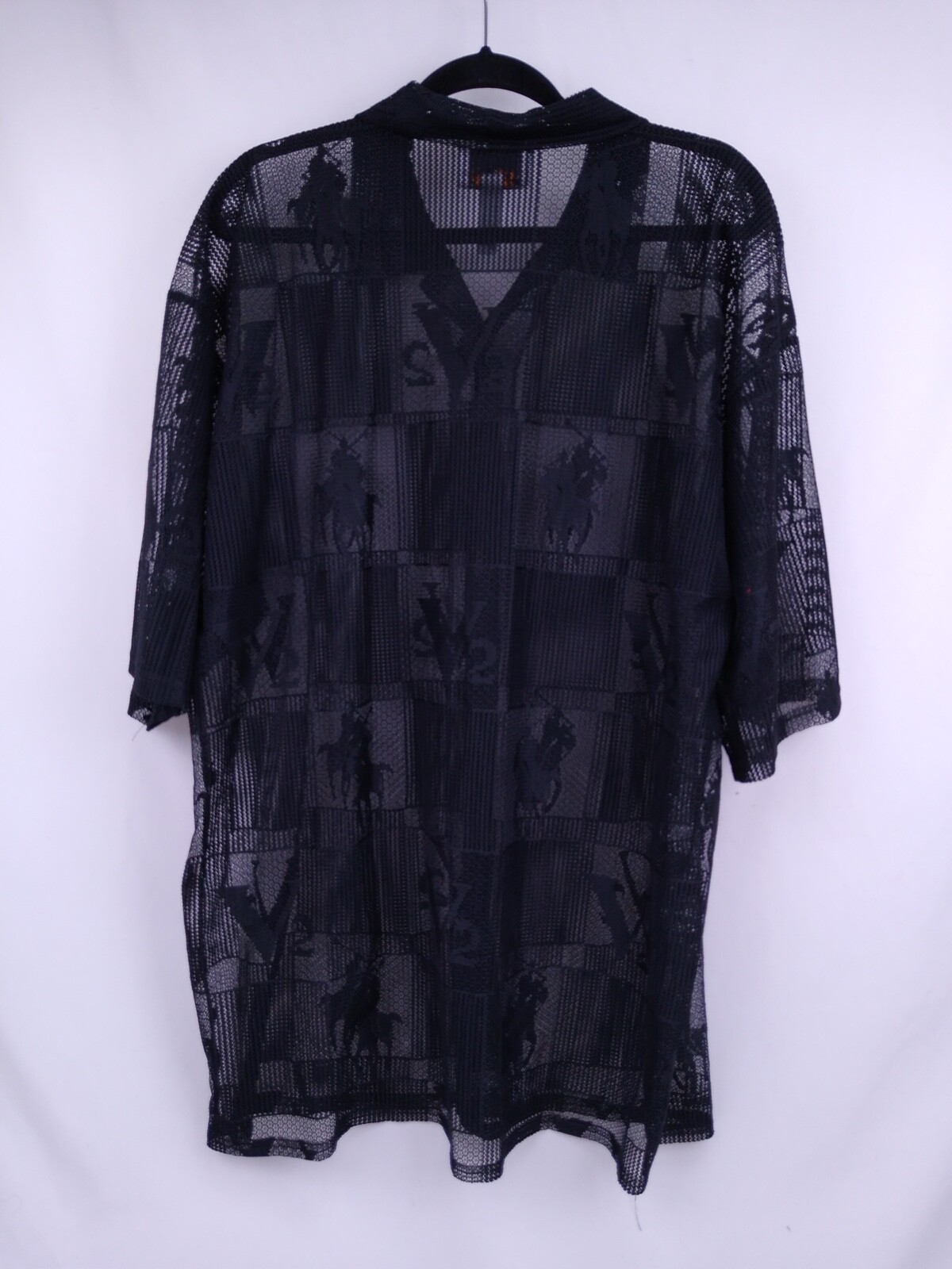 HipHop History Black Mesh Shirt Short Sleeve Button U… Gem