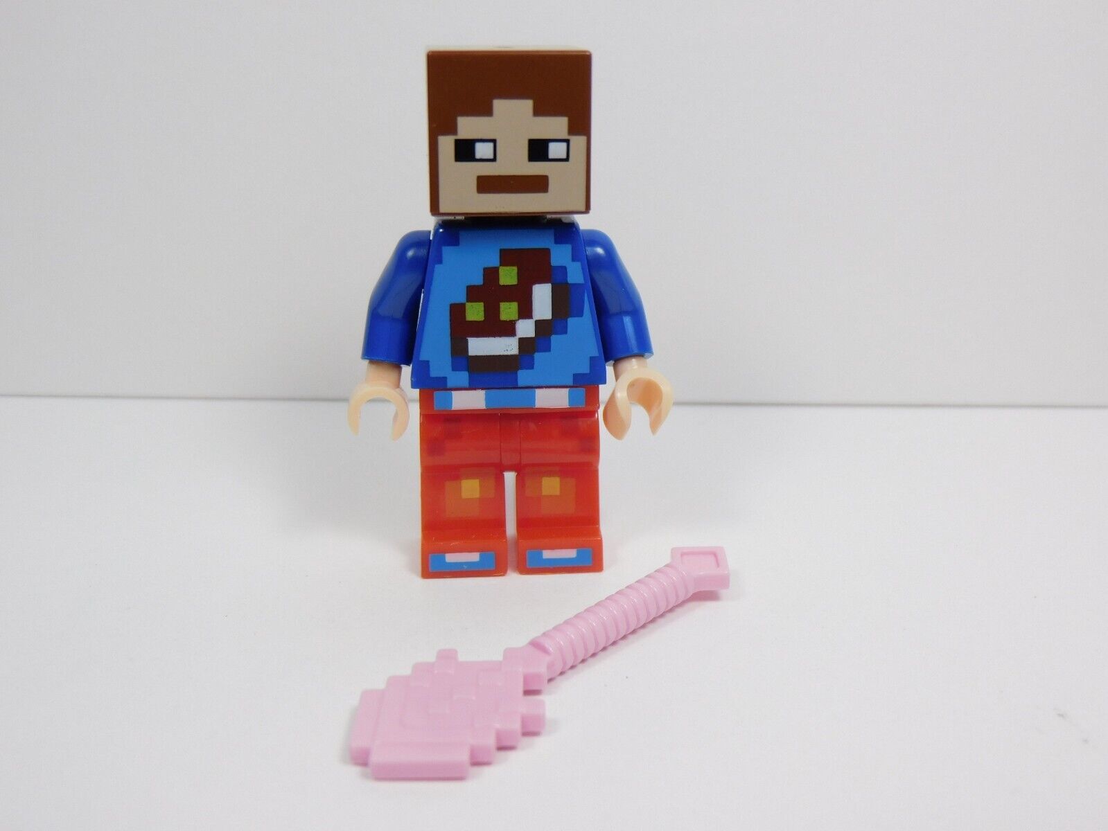 Slette Joke skuffe Figure w/ Brown Cubed Head and Pink Shovel Compatible Brick JJ | eBay
