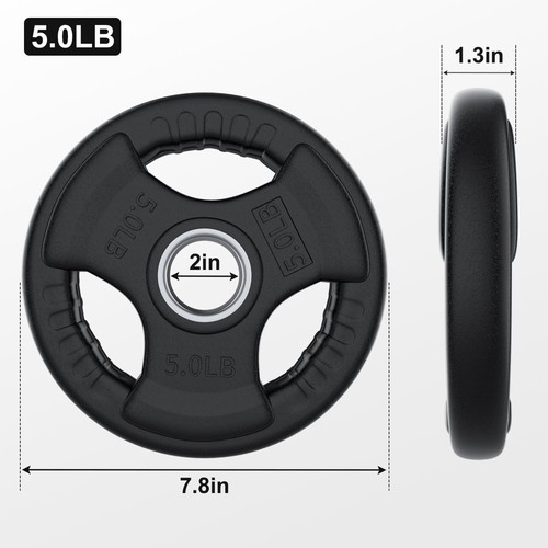 2 Zoll gummibeschichtete olympische Griffplatte für Krafttraining, Gewichtheben und - Bild 5 von 9