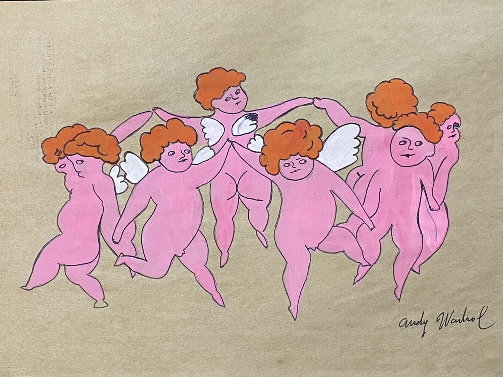 ANDY WARHOL Original Signed Drawing on Paper Vintage Art Painting with CoA