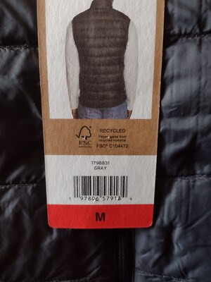 Eddie Bauer Men's 550 Down Puffer Vest SIze Medium Gray Full Zip