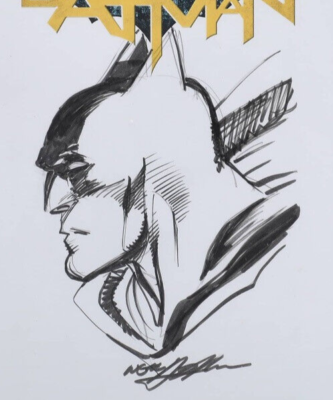 Signed Neal Adams Sketch Batman Comic Book #1 Original ART