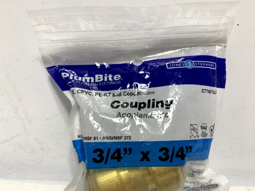 Jones Stephens C77401LF Plumbite Push On Coupling Lead Free 3/4" x 3/4 - Picture 2 of 8