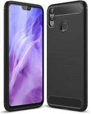 FUNDA A PRUEBA DE GOLPES DE FIBRA DE CARBONO NEGRA RESISTENTE PARA HUAWEI P SMART PLUS 2019