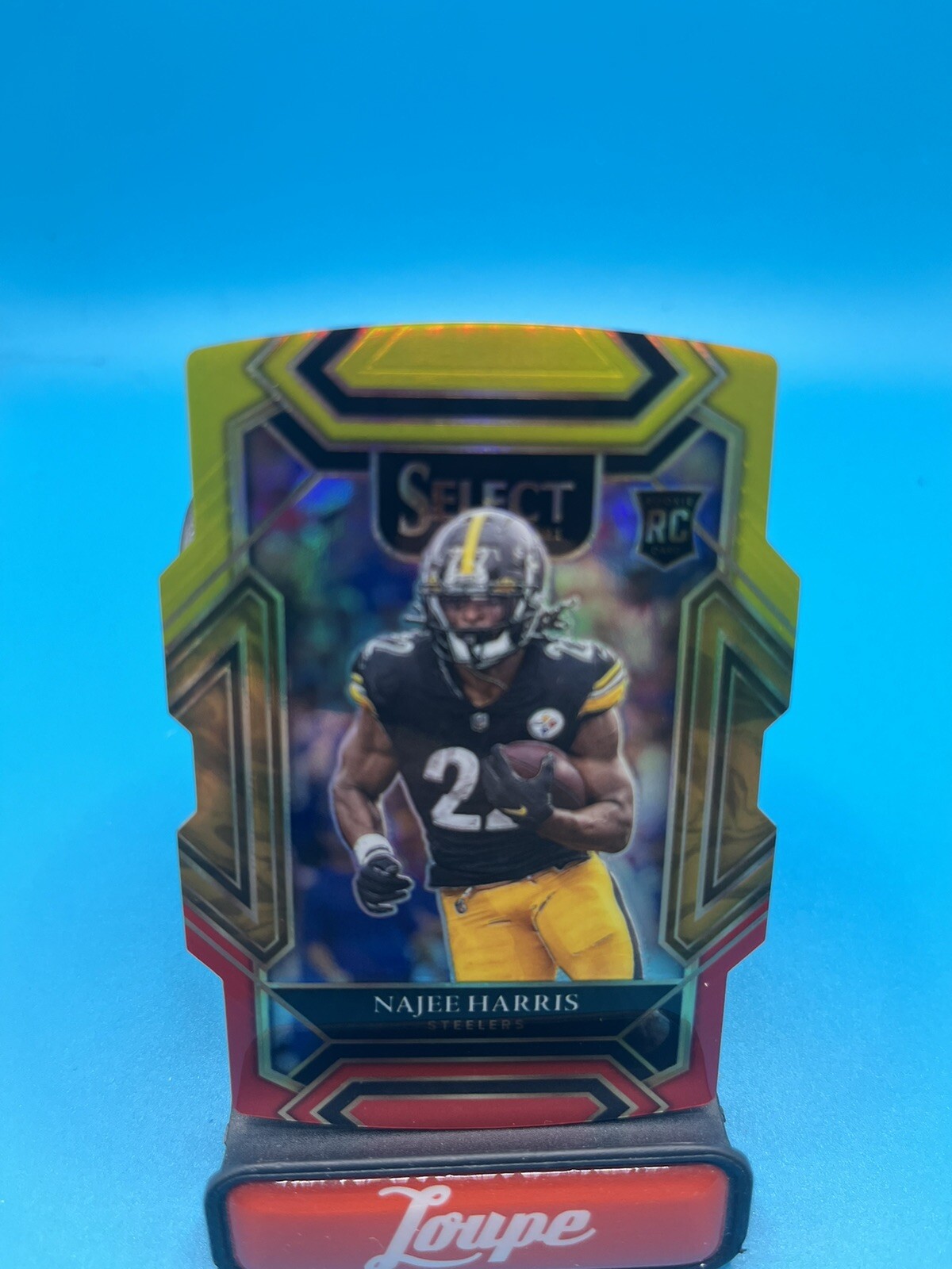 Najee Harris 2021 Panini Select Club Level Yellow & Red Die Cut RC #253 Steelers