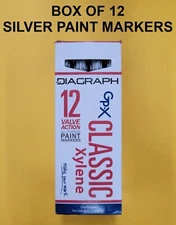 NEW Box of 12 Diagraph GP-X Classic Industrial Xylene Paint Pen Markers - Silver