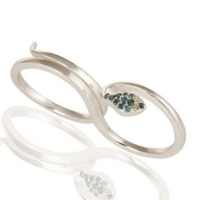 Natural London Blue Topaz Peridot Snake Adjustable Ring Sterling Silver Jewelry