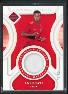 2022 ANSU FATI  70/99 JERSEY PANINI NATIONAL TREASURES FIFA ROAD TO WORLD CUP