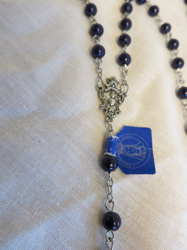 New Roman Catholic Lady of Fatima Rosary Made in Italy Blue Beads Silver Metal - Bild 7 von 13