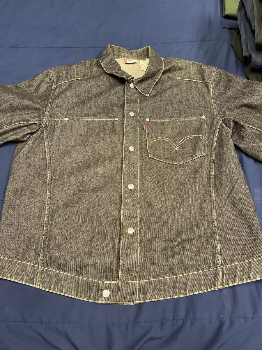LEVIS engineered jeans jacket black denim 100 cotton mens XL hong