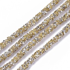 10 YDS - Gold Silver Rhinestone Glitter Tubing Rope Cord - 6mm Thick - 2mm Hole