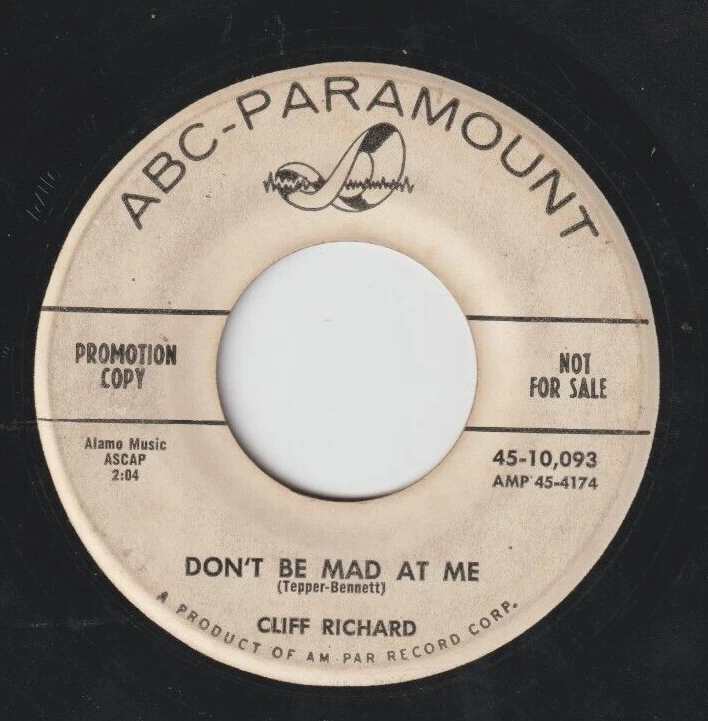 CLIFF RICHARD - DON'T BE MAD AT ME / A VOICE IN THE WILDERNESS - ROCK 45 *PROMO* Foto 3 de 4