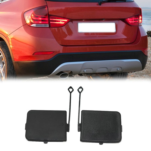 Par de tapas de gancho de remolque para parachoques trasero izquierdo y derecho imprimadas para BMW E84 X1 2013-2015