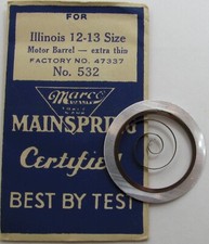 Illinois 12 13s model 47337 watch Mainspring 1 piece T end brown alloy 532