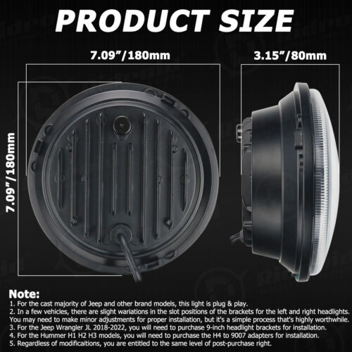 7" LED Headlights Tail Lights Fog Turn Fender Lamp Combo for Jeep Wrangler JK - Picture 2 of 24