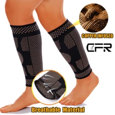 Copper Calf Sleeve Compression Brace Support Pain Relief Sport Arthritis Running