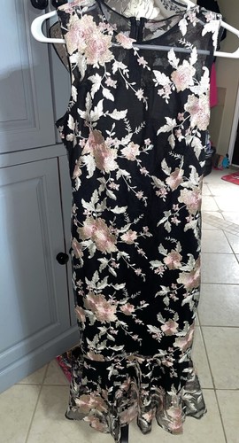 Calvin Klein Embroidered Floral Flounce Dress Sz 2 - Picture 4 of 12