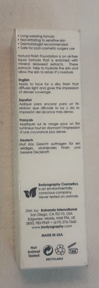 Base Bodyography Natural Finish 240 1 oz CADUCADA NUEVA EN CAJA ENVÍO GRATUITO Foto 2 de 2