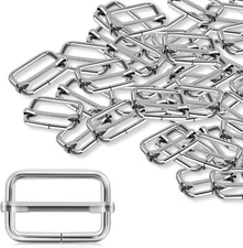 Erkoon 30 Pieces Slide Buckle 1 Inch Metal Triglide Slides Rectangle Adjustable 