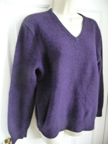POLO Ralph Lauren maglione donna S/M viola 100% lana di agnello scollo a V verde pony - Foto 5 di 6