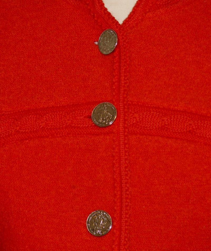 RED BOILED WOOL German THICK WARM Sport SHORT SLEEVE Dress Jacket