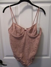 URBAN OUTFITTERS OUT FROM UNDER FLORAL LACE PINK UNDERWIRE BODYSUIT SIZE LARGE