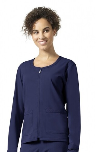 Vera Bradley - Heather Navy, Full Zip Long Sleeve Scrub Top Jacket V8109 - Picture 11 of 13