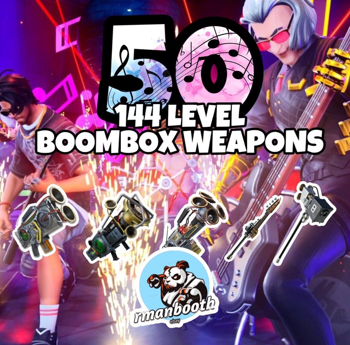 Fortnite Save The World STW 50 X 144 LEVEL BOOMBOX WEAPONS