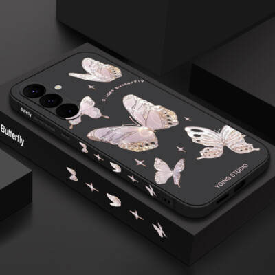 For Samsung S24 Ultra S23 S22 A34 A14 A15 TPU Crystal Butterfly Soft Slim Cover