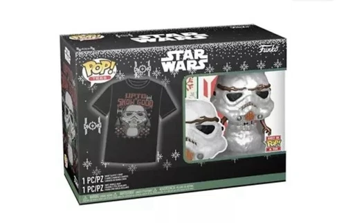 Star Wars Holiday STORMTROOPER Metallic Funko Pop! + Adult Med T-Shirt #557