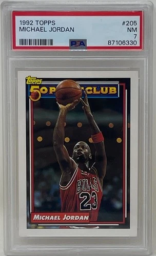 Michael Jordan 1992 Topps Chicago Bulls NBA Basketball Trading Card #205 PSA 7