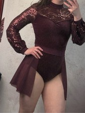 Weissman Dance Costume Lace  Sequin Long-Sleeve Performance Dress Adult Small