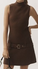 Anthropologie Sleeveless Mock-Neck Belted Knit Mini Dress Size M