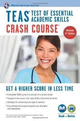 TEAS CRASH COURSE BOOK + ONLINE (NURSING TEST PREP) By Daniel Greenberg *VG+*