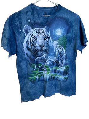 Liquid Blue Shirt Mens Extra Large Blue White Tiger Moon Waterfall Graphic
