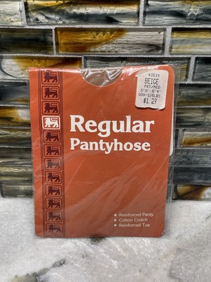 Vintage Food Lion Hose Pantyhose Petite Medium Beige USA Made 1990s