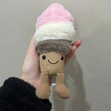 Jellycat Ice Cream Plush Bag Charm Keychain Cute Dessert Toy Collectible NWT