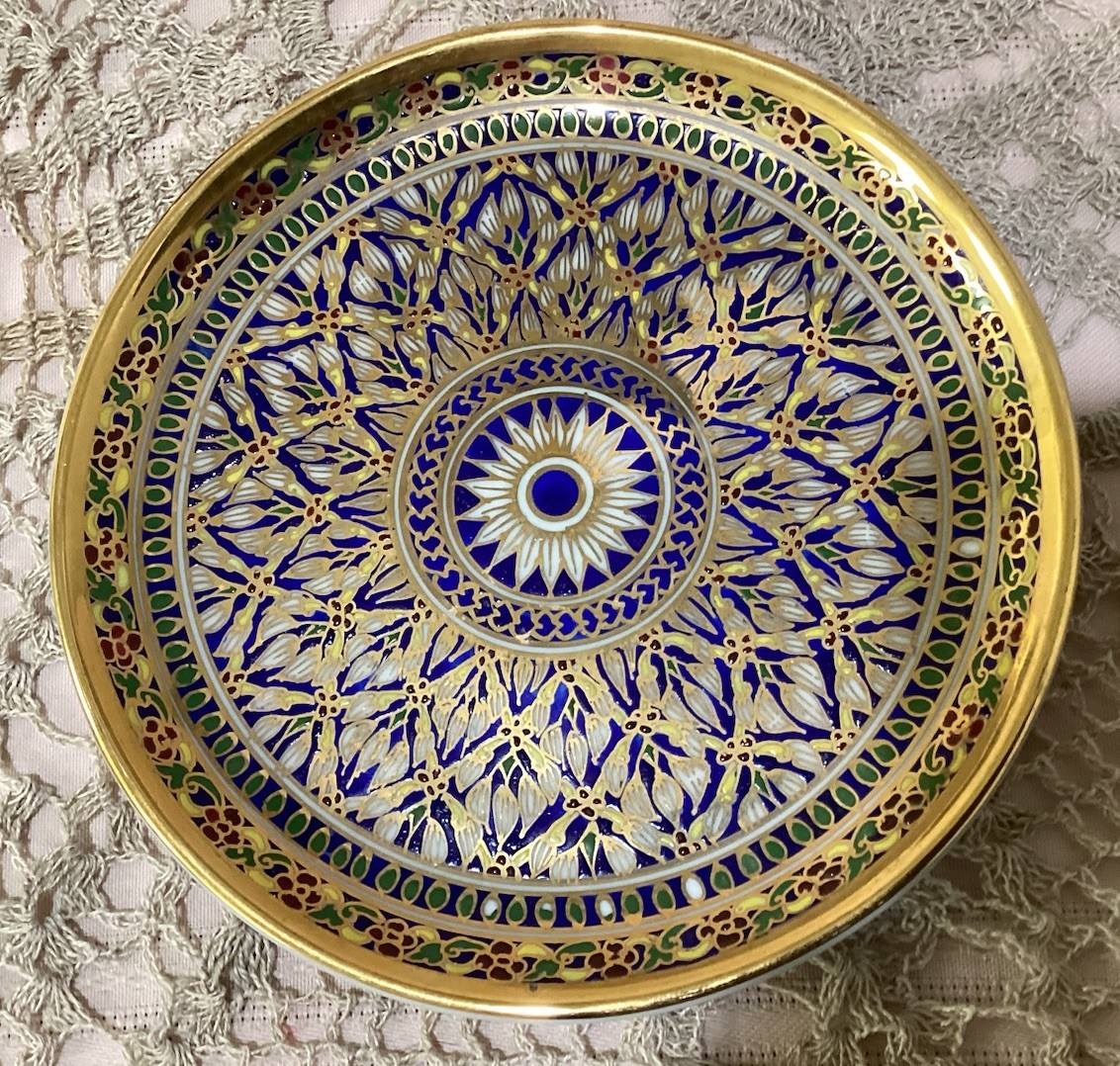 Hand painted in Thailand ハンドペイント 金彩 花文様皿 🏺VTG Thai Benjarong Hand Painted Porcelain Lidded Sugar Bowl