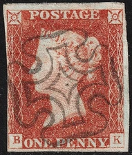 SG7 1841 1d Red-brown plate 8, (AS54) 4M, BK, Scottish Maltese Cross, Very fine
