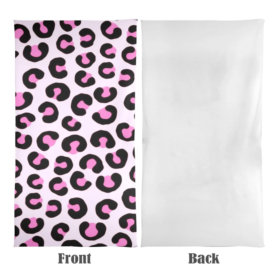Toalla de playa de microfibra de gran tamaño Bovnobca, 31 x 71 pulgadas, leopar rosa y negro... Foto 2 de 4
