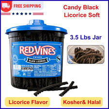 Red Vines Black Licorice Candy Black Licorice Soft Chewy Candy Twists 3.5 Lb Jar