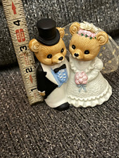 Homco Wedding Bear Bride Groom Figurine Hand Painted Ceramic 3.5 in