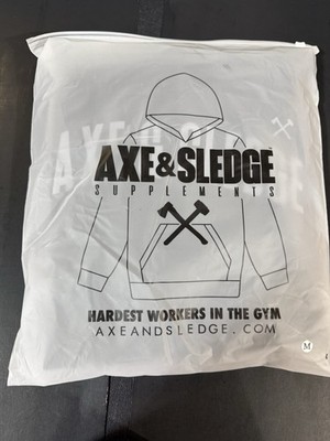 Axe & Sledge Hoodie Mens Medium Black Pullover Graphic Logo Sweatshirt NWT
