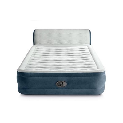Intex 18'' Pillow Top Air Mattress with Electric Pump and Headboard -