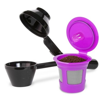 Single Serve Value Pack 1-Stream Reusable Filter Cup/EZ Scoop 1-Pack, Purple 