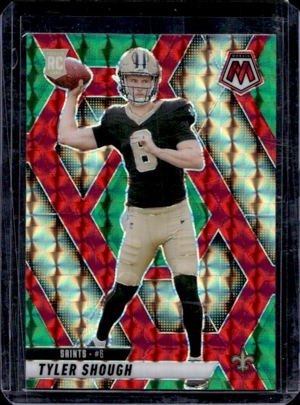 2025 Panini Mosaic Tyler Shough Rookies RC Choice Red & Green Prizm #312 Saints