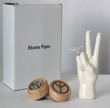 PEACE Symbol Pipe with 3pc Grinder Smoking Pipe Thick Ceramic 5.5