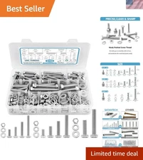 Complete Fastener Solution: 246 PCS Hex Head Bolts, Nuts & Washers Set 1/4-3/8