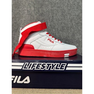 Fila V-10 Lux Mens High Top Sneakers White Red 1CM00881-121 Size 12